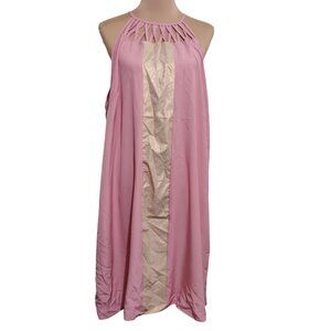 Shein Womens Plus Size Dress Cut Out Halter Neckline Dress Pink Gold Sz 4XL 20